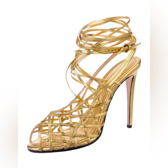 Emilio Pucci Gold Strappy Sandals - Picture 1 of 5
